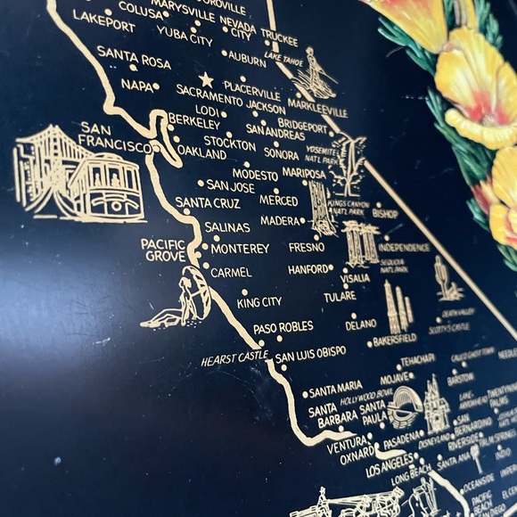 VTG State of California Round Metal Souvenir Serving Trays Platters wall hang - Picture 2 of 10